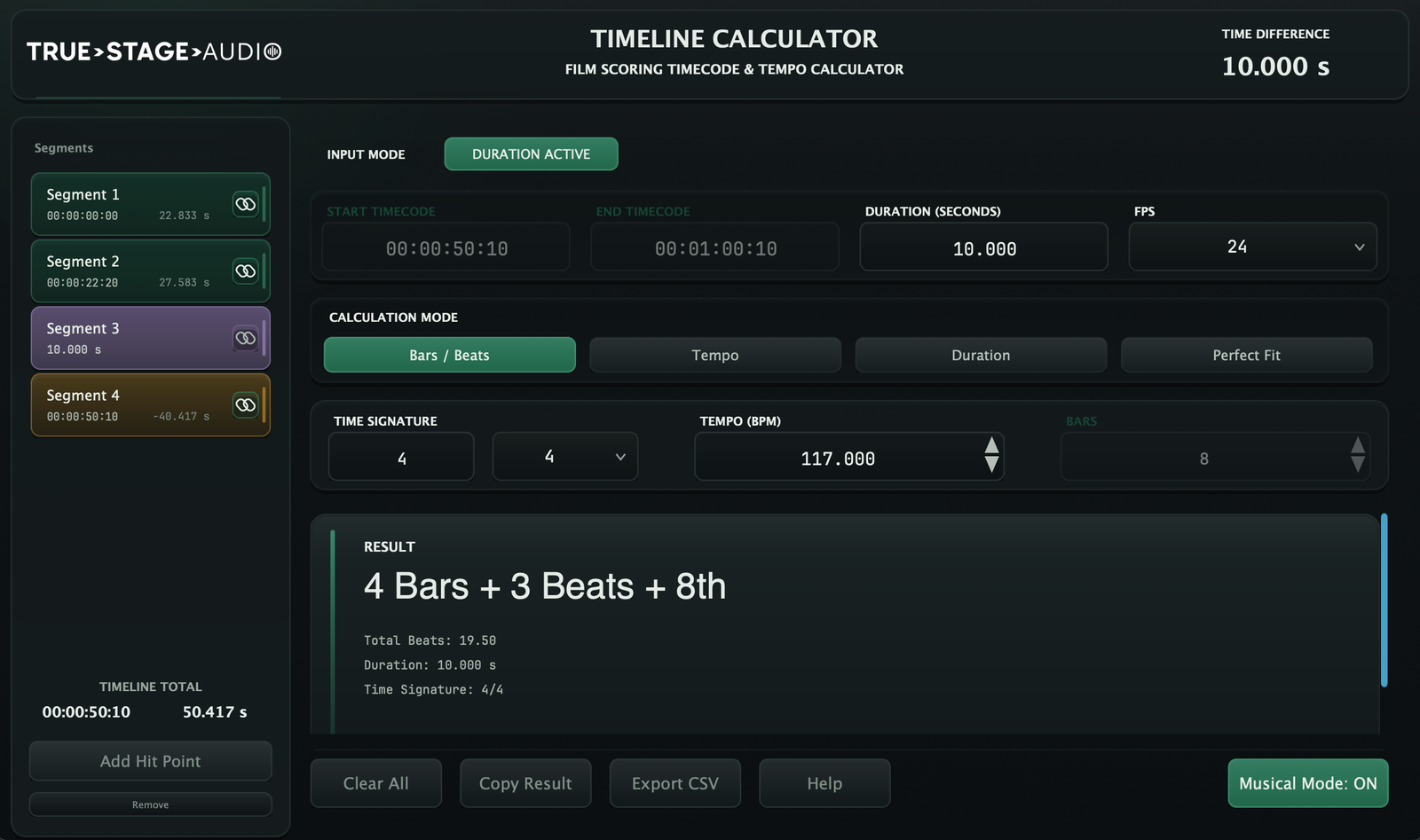 Timeline Calculator interface
